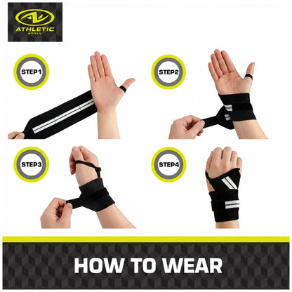 Fitness Weight Lifting Wrist Wraps with Thumb Loops, Pair