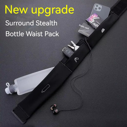 Invisible Sports Hydration Belt Bag Running Phone Belt Waist Pack with Water Bottle Holder for Men Women Cycling Hiking Walking