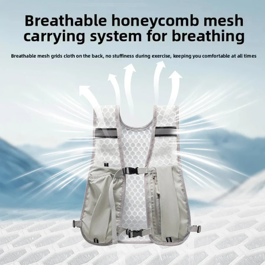 For Biking Running Storage Vest Lightweight Running Vest Reflective Hydration Water Chest Pack with Phone Storage Pocket
