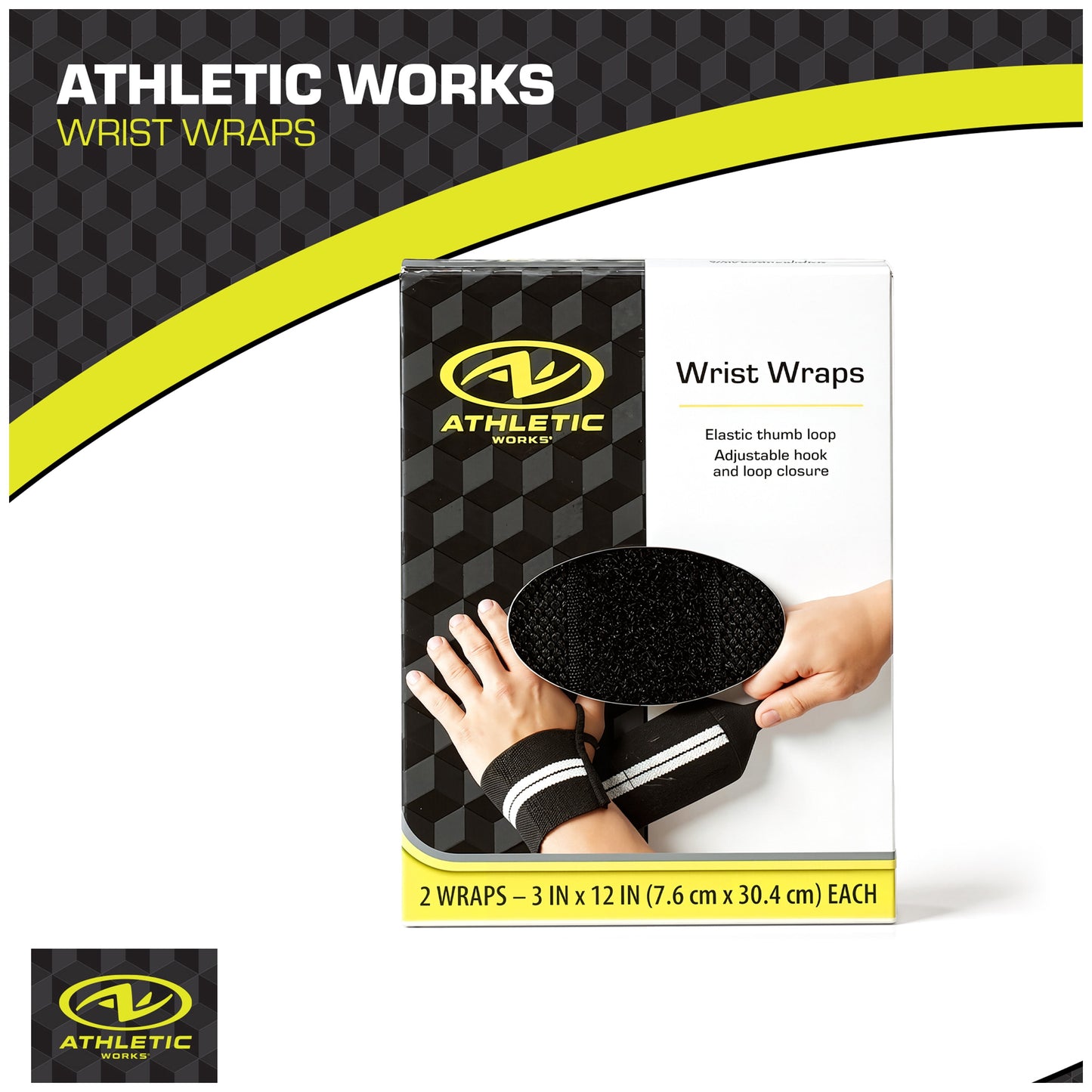 Fitness Weight Lifting Wrist Wraps with Thumb Loops, Pair