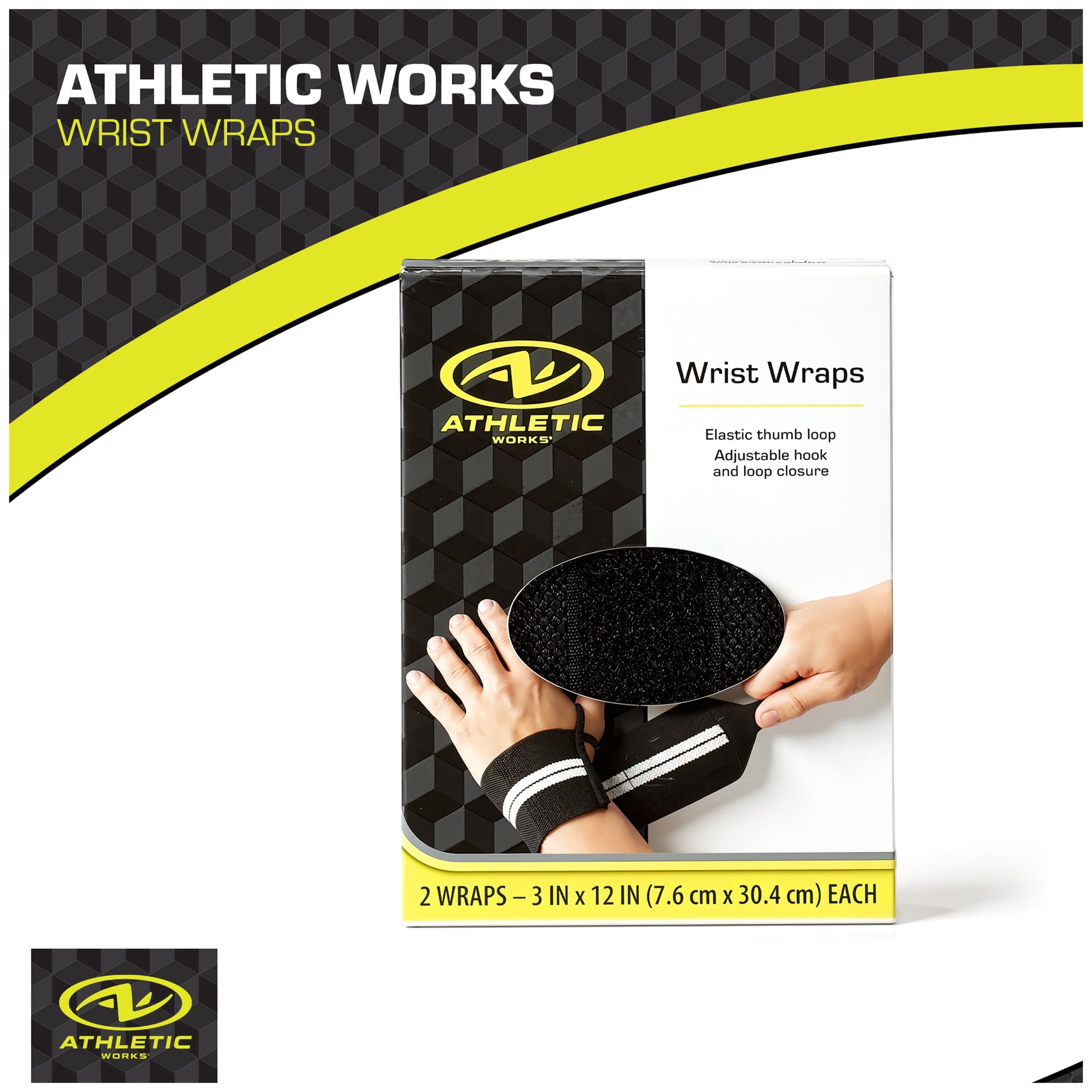 Fitness Weight Lifting Wrist Wraps with Thumb Loops, Pair